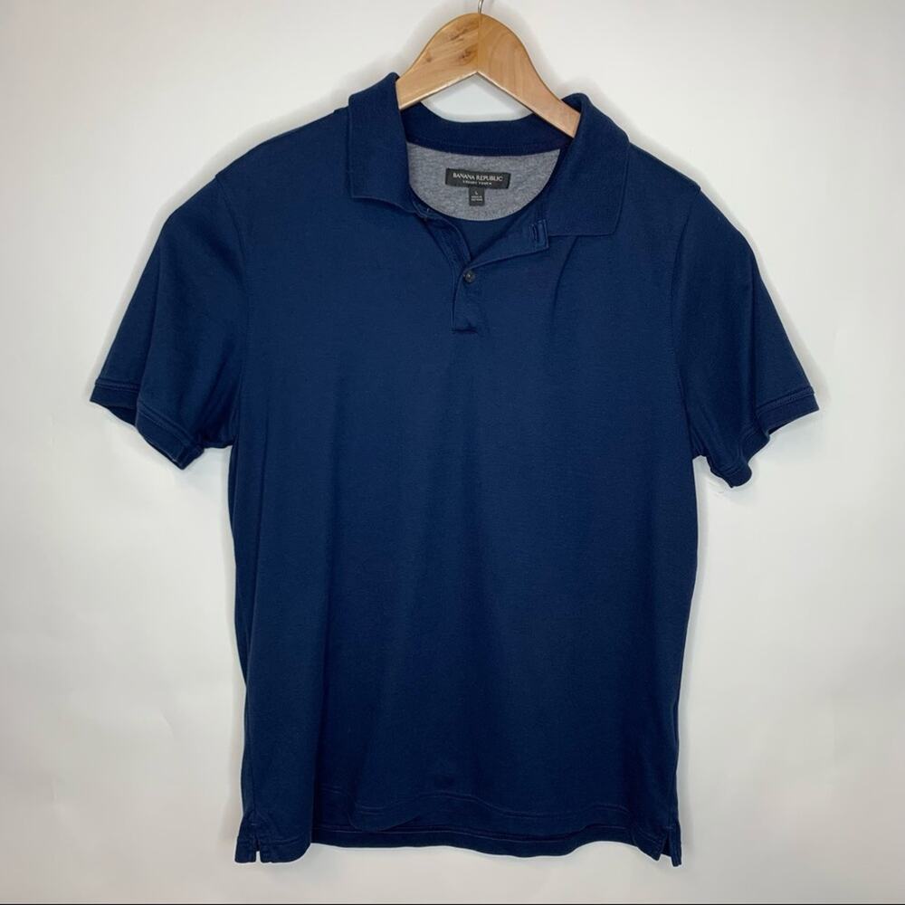 Banana Republic Navy Blue Polo Luxury Touch Sz Large